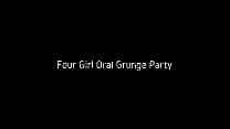 Four grunge chicks dance and suck cock